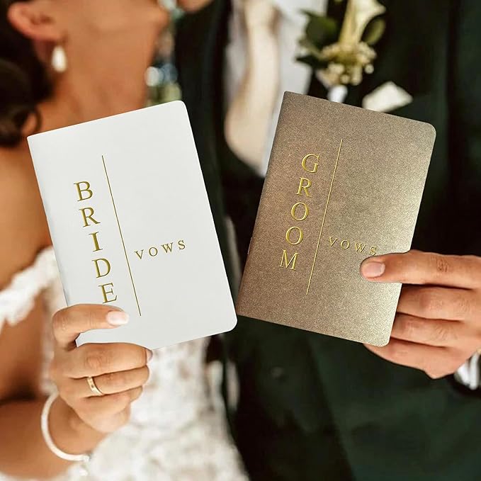 Vow Books His and Hers Wedding Vow Books Bride and Groom with Soft Touch Gold Foil Engraving Wedding Essentials(TR-GB-Terracotta)