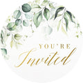 Mobiusea Creation Greenery Wedding Invitation Stickers | 1.4 inch | Gold Foil | 108pcs Waterproof Envelope Stickers for Bridal Shower, Birthday, Baby Shower and Party