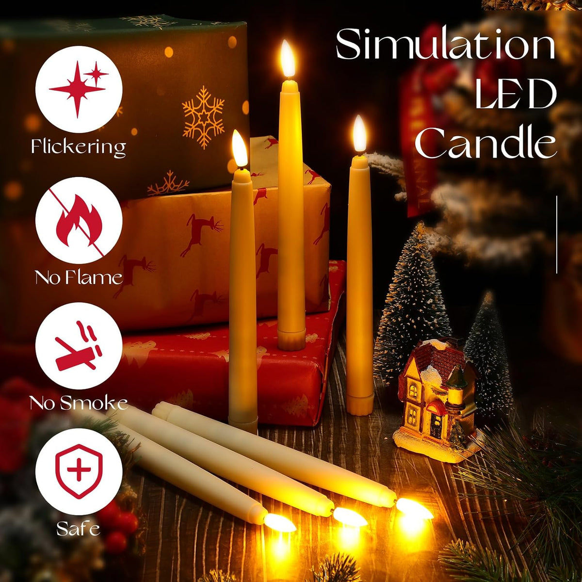 Baquler 24 Pcs Flameless Taper Candles LED Taper Candles Flickering Bulk