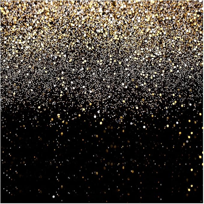 WOLADA Black and Gold Backdrop Golden Glitter Backdrop for Photography Wedding Birthday Baby Shower Party Photo Studio 8x8FT 11176
