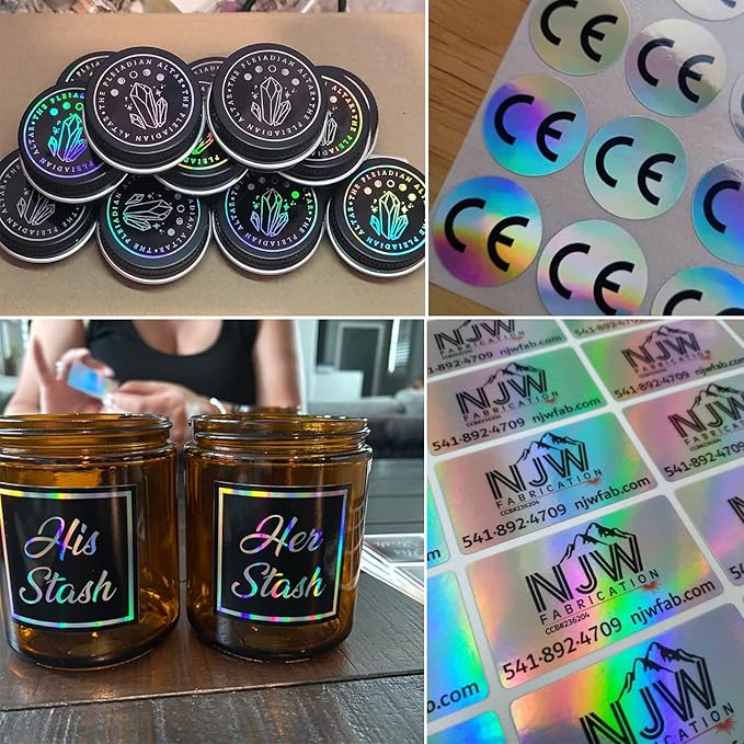 Custom Logo Stickers for Business, Personalised Branding Labels, Any Shape & Size, Waterproof, Glossy Holographic