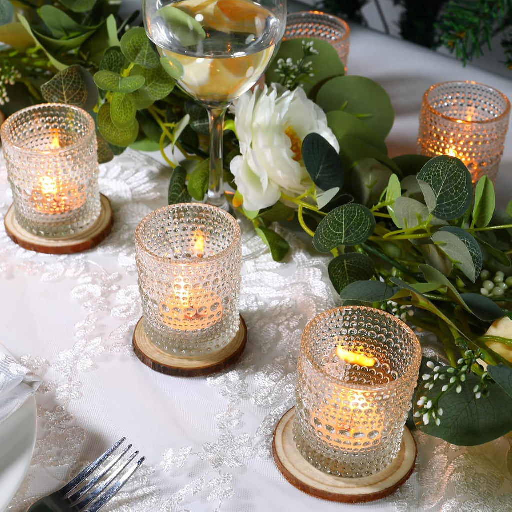 24 Pack Votive Candle Holders, Clear Glass Tealight Candle Holder for Party | Thickened Glass 2x2.5 Inch Candle Holders, Reusable Durable Elegant Vintage Votives for Wedding Centerpieces Table Decor