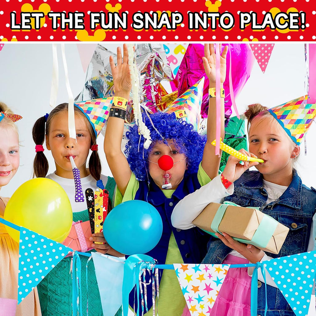 Cartoon Animation Slap Wristband, 24 Pack - Birthday Party Favors | Cartoon Theme Bracelets for Treasure Box Goodie Bag Stuffers, Kids Classroom Rewards, Party Prize Gifts