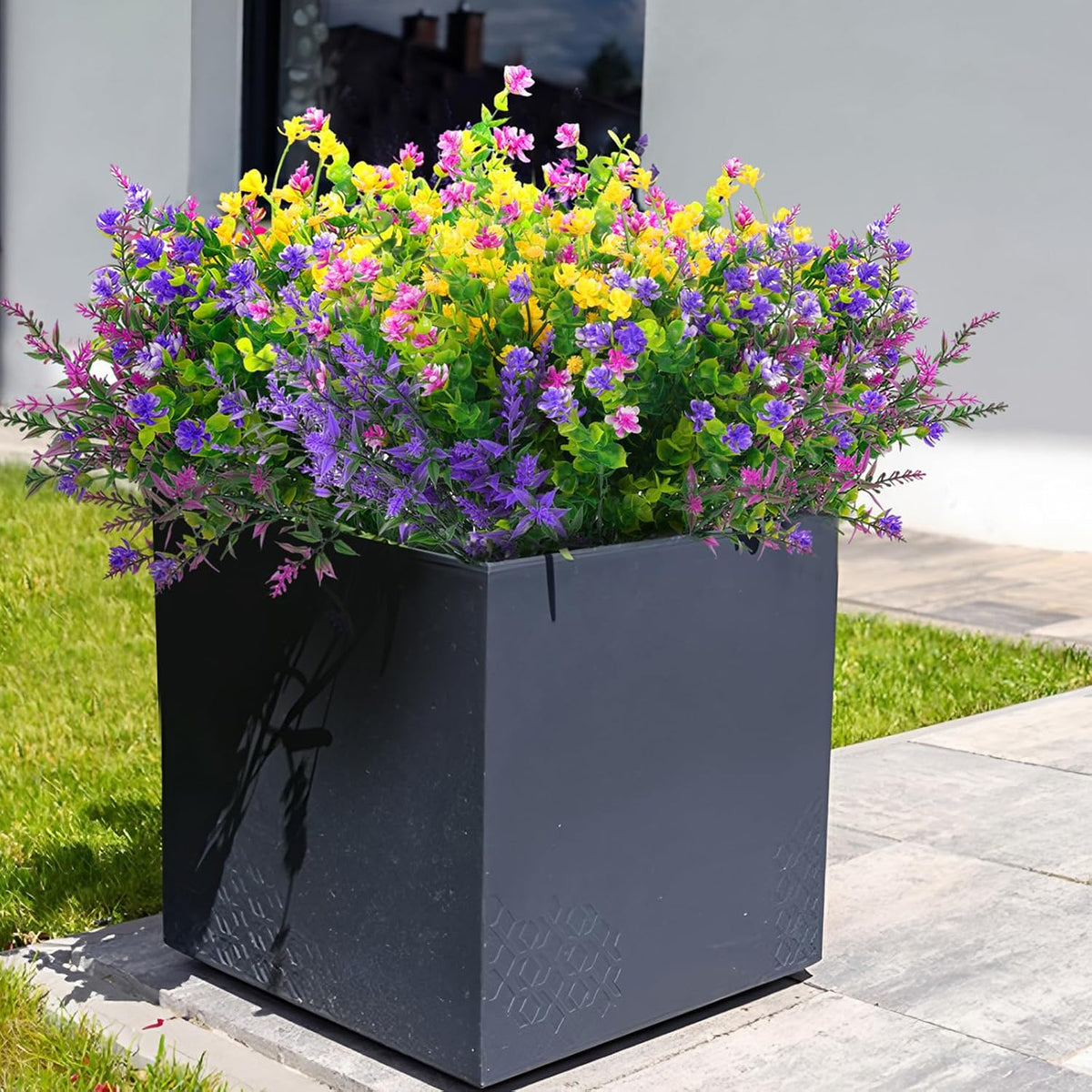 Hananona 48 Pcs Artificial Flowers Outdoor, Faux Artificial Plants UV Resista...