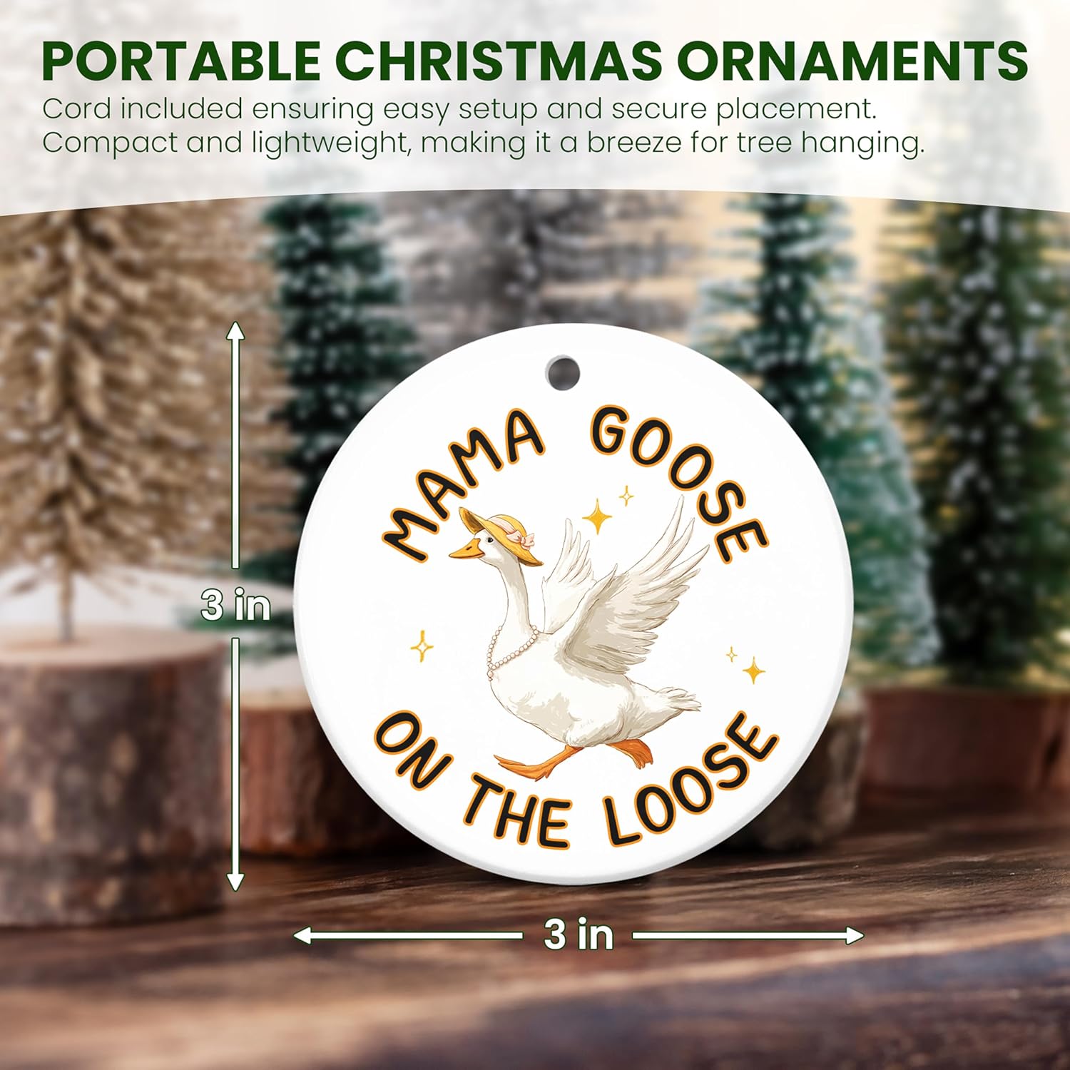 TEEZWONDER Christmas Funny Goose Gifts for Mom from Daughter Son - Ceramic Christmas Ornaments 2025 for Tree Decorations - Mother in Law New Mom Gifts for Xmas Decorations, Stocking Stuffers for Women