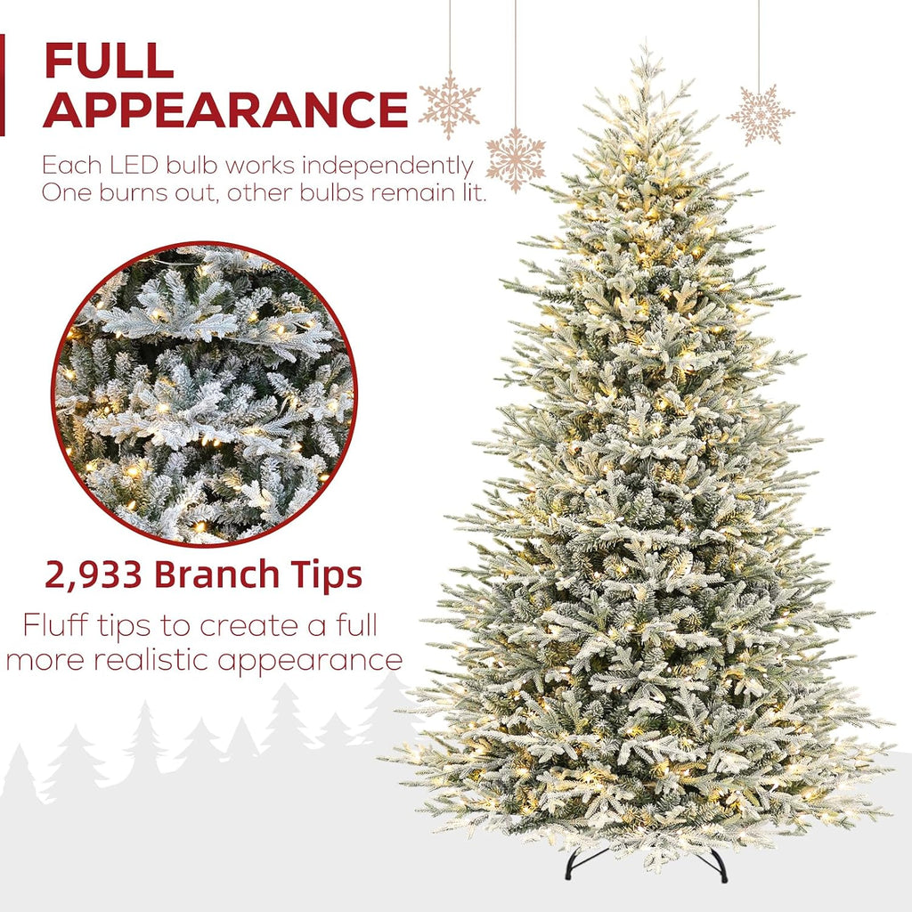 hykolity 7.5 ft prelit flocked christmas tree with shown in use