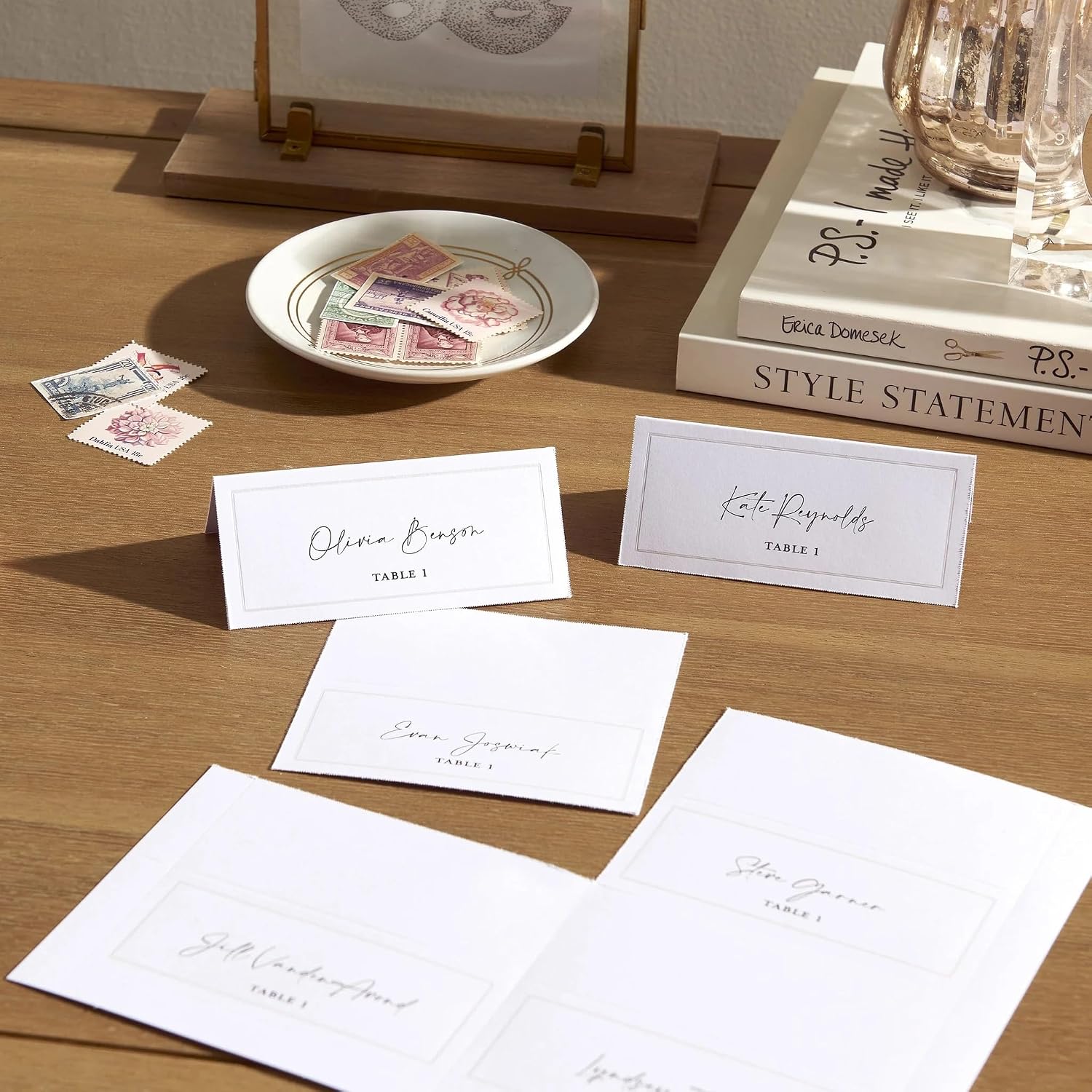 Gartner Studios White Pearl Place Cards,White Cardstock Table Placecards with Pearl Border for Wedding, Printable on Laser/Injet Printers, 210GSM, 3.75” X 1.75” 48 Count (83001)