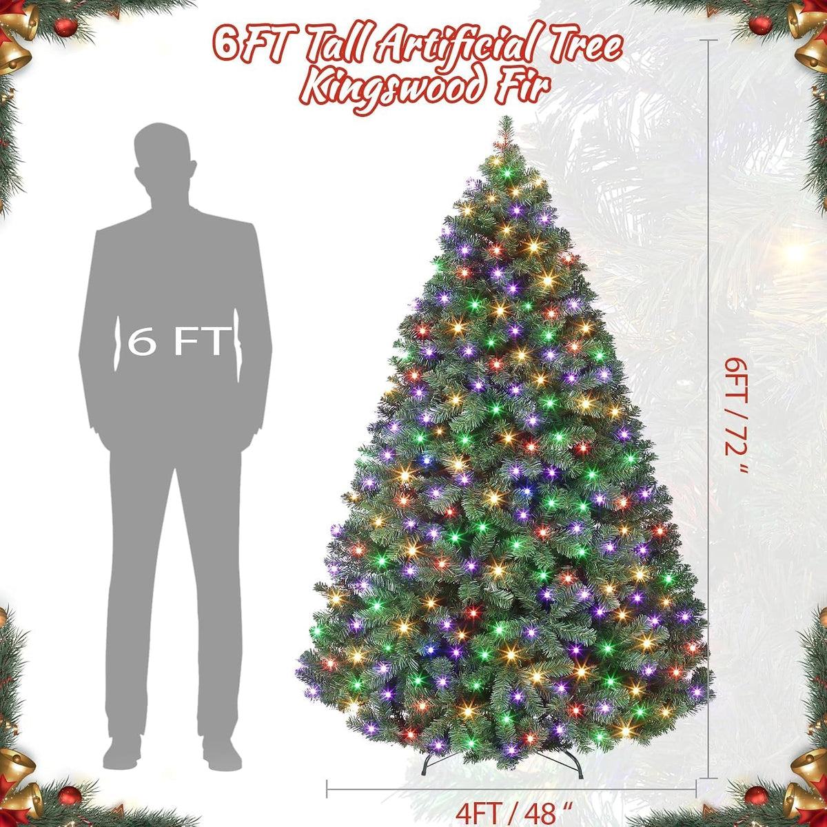 garveehome 6ft prelit artificial christmas tree with 250 shown in use