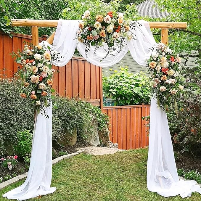 White Wedding Arch Draping Fabric 2 Panels 29" x 20 FT White Drapes for Backdrop Sheer Curtains Wedding Drapes for Romantic Bridal Baby Shower Ceremony Birthday Party Fall Outdoor Events
