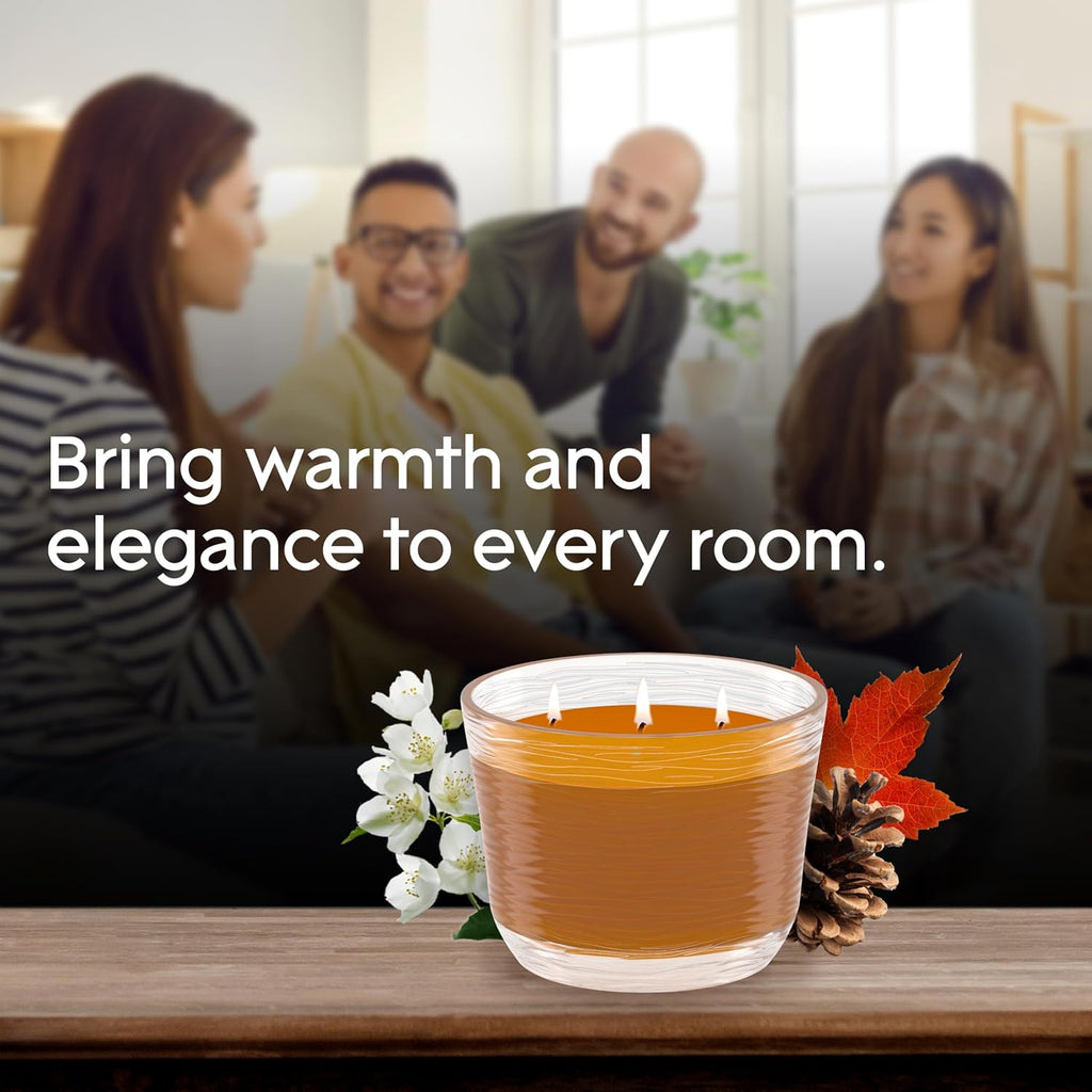 Glade Candle Cashmere Woods, Fragrance Candle Infused with Essential Oils, Air Freshener, 3-Wick Candle, 6.8 Oz, 3 Count