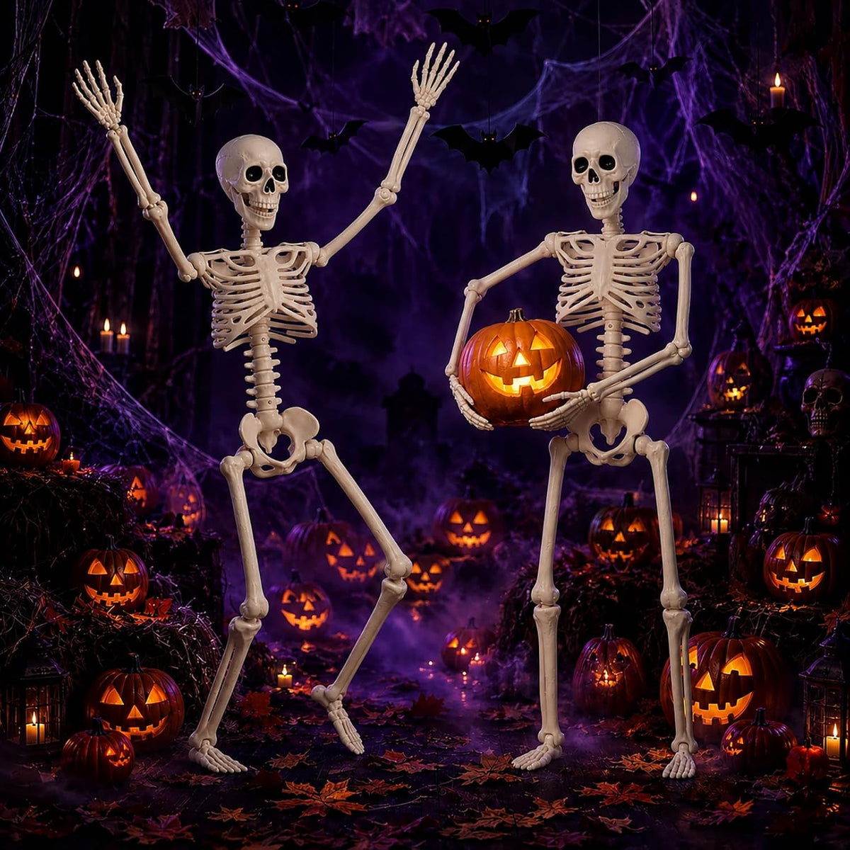 abakuku 2 pack 36" halloween skeleton decorations,human bones, close-up detail