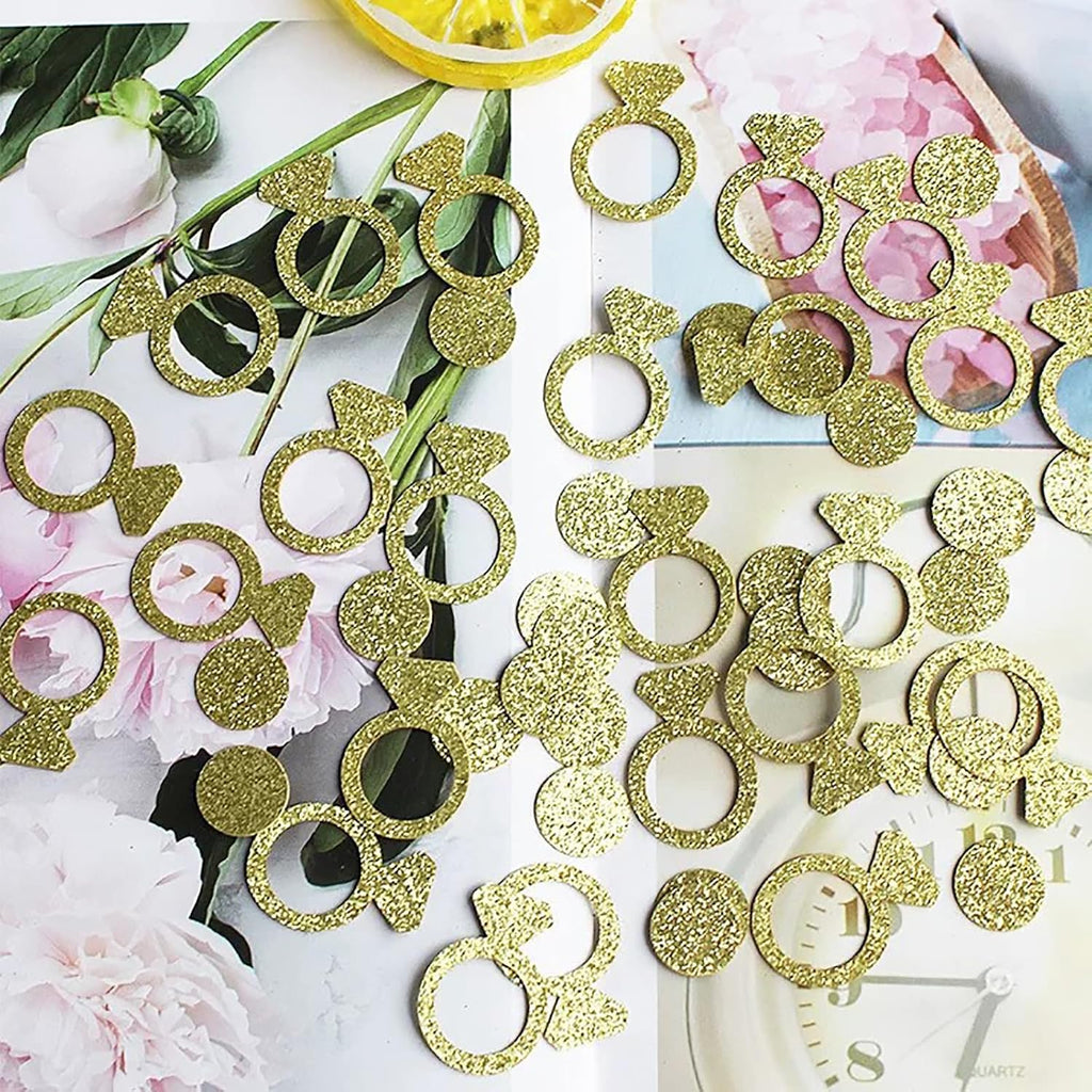 Gold Wedding Confetti, 100 Pcs I DO Engagement | Bridal Shower Decorations, Bride to Be Confetti, Glittering Diamond Ring, Engagement Party Table Scatter
