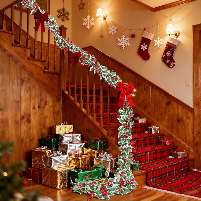 MAKHOT 2-Piece Christmas Garland Suitable for Christmas Holiday Fireplace Indoor and Outdoor Decor.