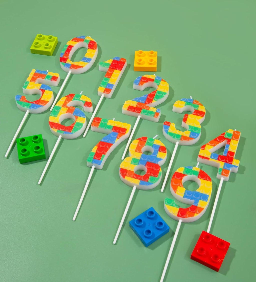 PHD CAKE Number 7 Building Block Birthday Cake Candle, Numeral Birthday Candles