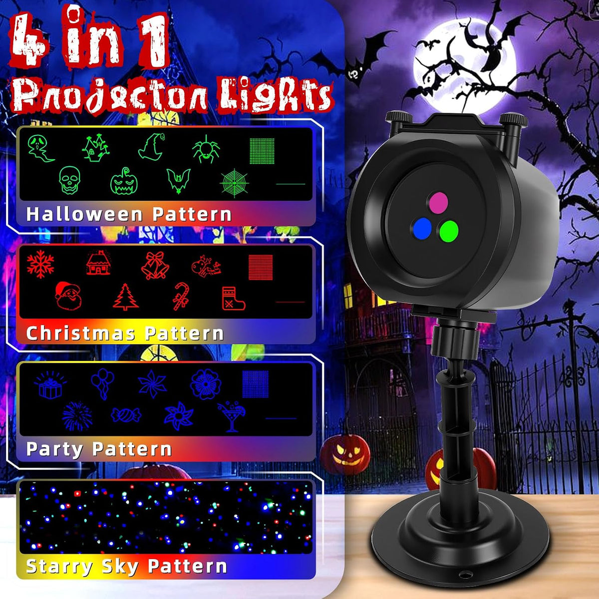 Halloween Projector Laser Lights Outdoor, Muli Color Projection Lights with R...