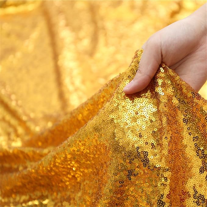 Eternal Beauty Yellow Gold Sequin Backdrop, 7x7 Ft Glitter Background Curtains for Shimmer Photography Party Wedding Birthday Back Drop Decor