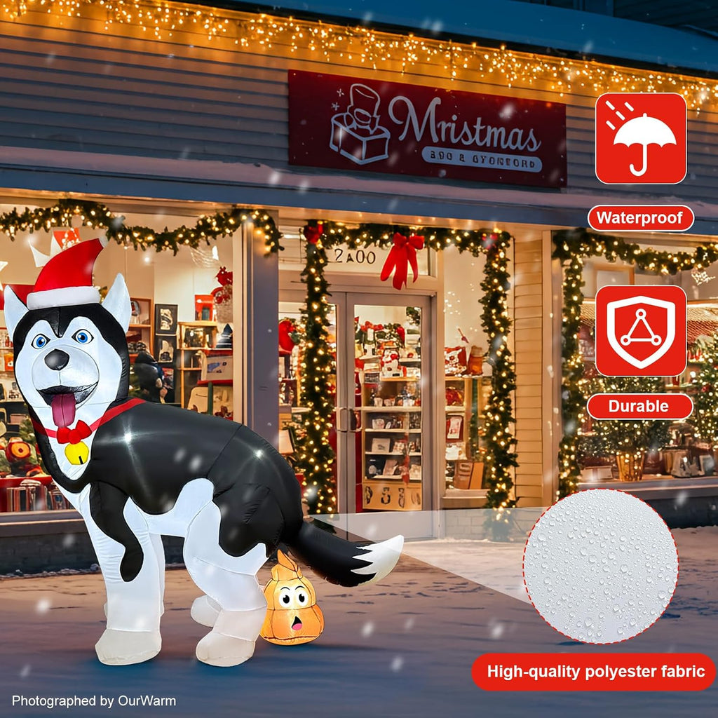 ourwarm 5ft funny christmas inflatables husky outdoor christmas showing dimensions