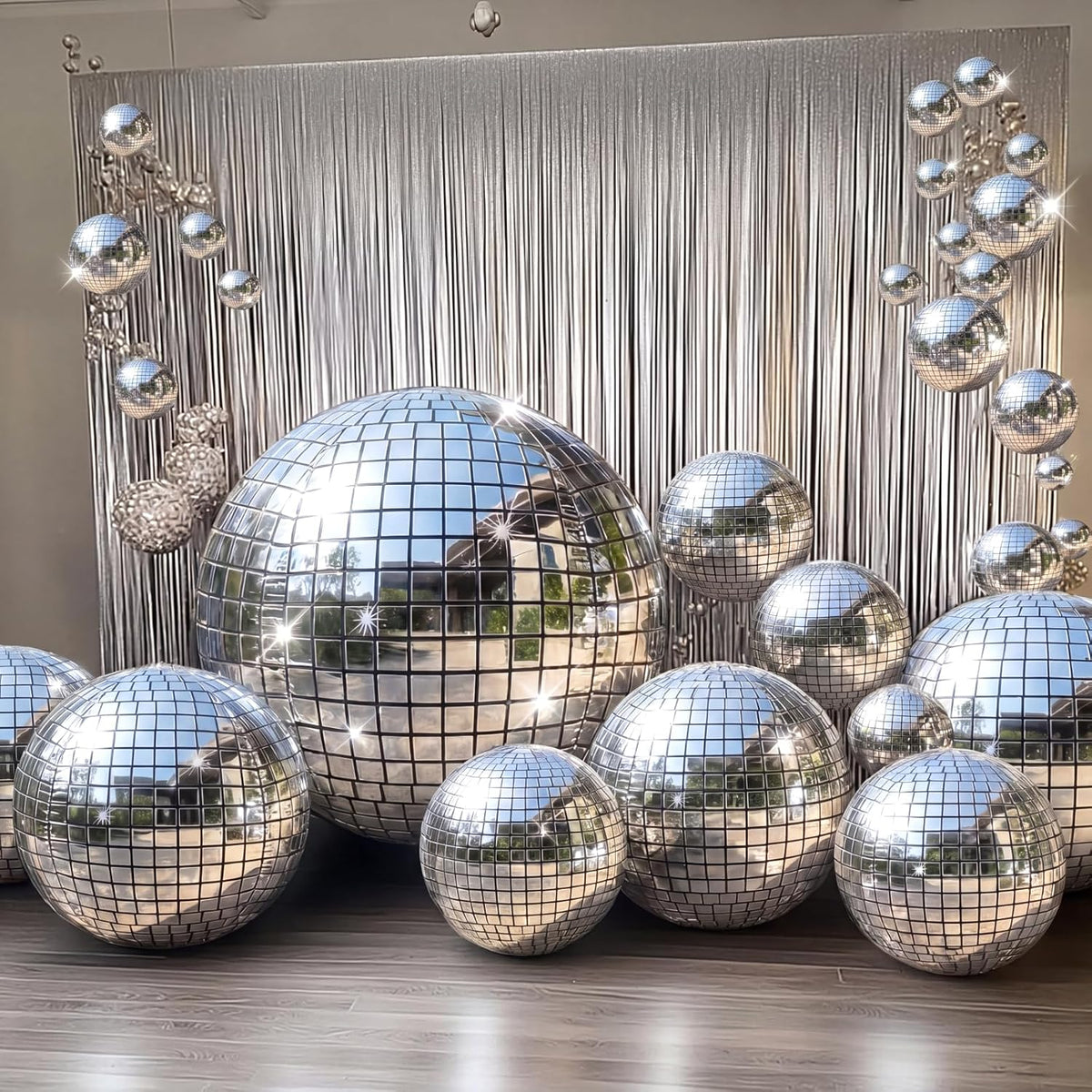 24 Pcs Giant Metallic Party Balloons, Assorted Size,Silver2
