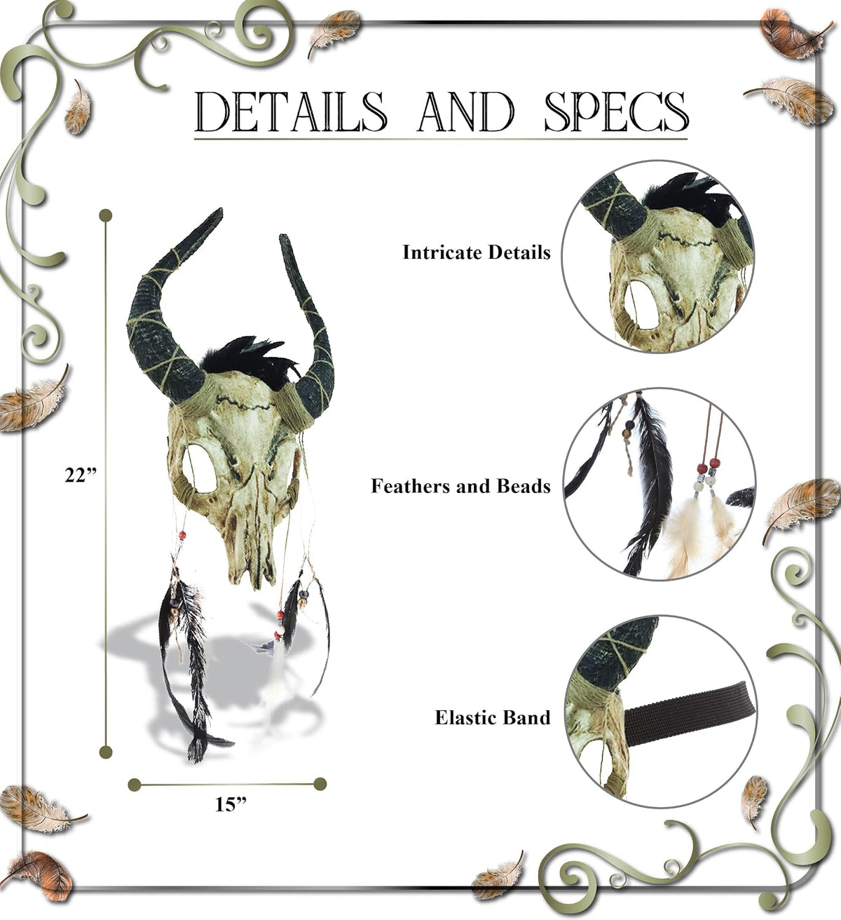 Yak Skull Mask- Devilish Animal Skull Mask Costume Accessory for Halloween, C...
