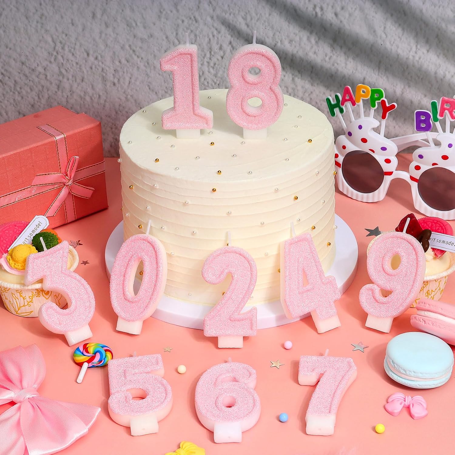 Cute Number 1 Birthday Candle, Glitter Pink Number Candles, First Birthday Cake Topper Decoration, Party Supplies Anniversary Celebrations