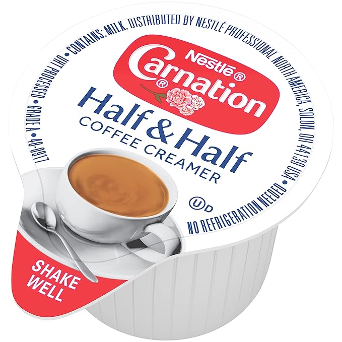 Nestle Carnation Coffee Creamer Half and Half, Made with Real Dairy, 0.304 fl oz Tubs (Pack of 360)