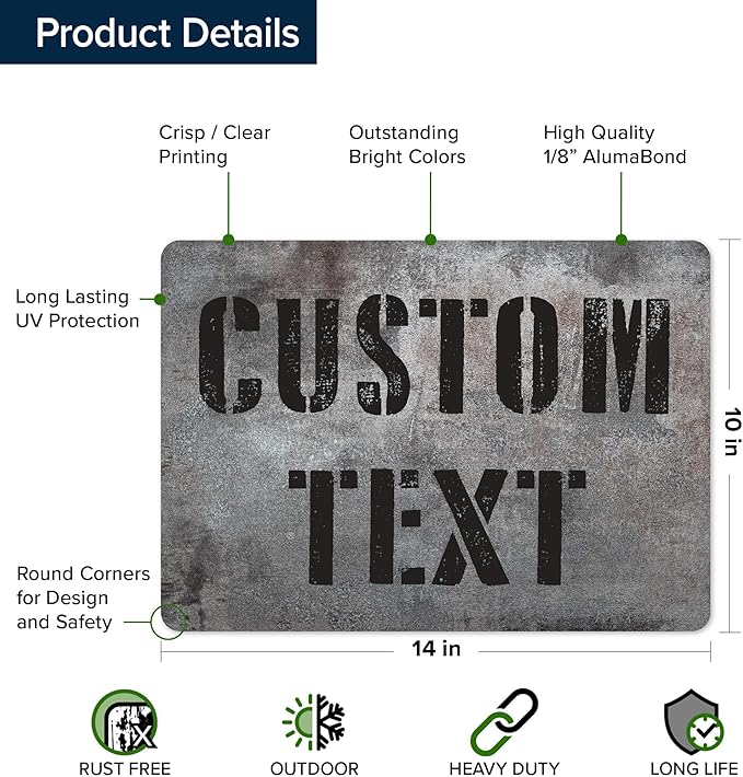 Custom Sign, Custom Street Sign, 11 Font Colors, 13 Font Styles, 4 Hole Options, 22 Sizes, 10x14 Inches, Rust Free DiBound, Fade Resistant, Made in USA by My Sign Center (Grunge Metal)