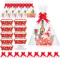 Cholemy 27 Pcs Christmas Baskets for Gifts Empty, Include Gift Baskets Empty with Handles Basket Bags and Red Pull Bows Cardboard Bags Kit for Xmas Birthday Holiday Wedding Party