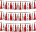 3P Red Silver Foil Fringe Metallic Tassel Streamers Banner Tassel Garland for Parade Floats, Bachelorette, Wedding, Birthday, Halloween, Christmas, Bridal/Baby Shower Party Decorations