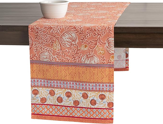 Maison d' Hermine Table Runner 100% Cotton Single Layer Table Runners 108 inches Long for Thanksgiving Christmas Decorations Home Kitchen Dining Party Wedding (Harvest Festival, 14.5" x 108")