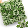 mocoosy 50pcs rose artificial flowers, sage green fake, main product view