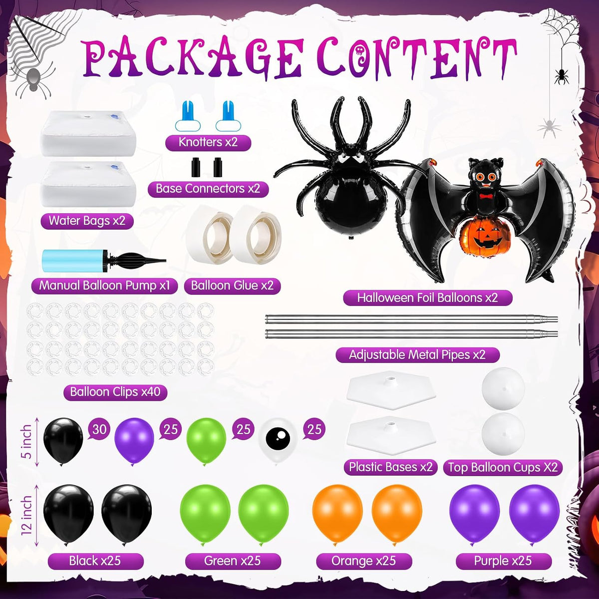 kasyat 2 sets halloween balloon column kit, bat, close-up detail