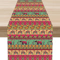 Boho Table Runner, Indian Bohemian Elephant Mandala Paisley Floral Hippie Art Print Table Center Decor for Home Kitchen Dining Patio Holiday Party Indoor Outdoor Table Decorations, 13"x36" Inch