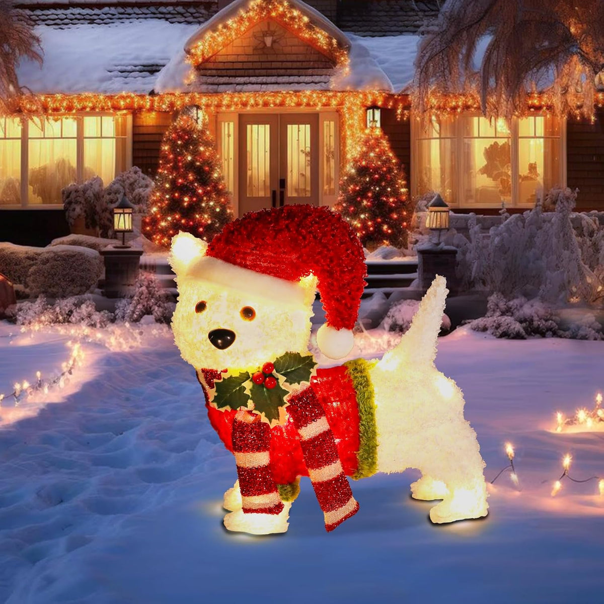 bshine lighted christmas dog decor, pre lit led, main product view