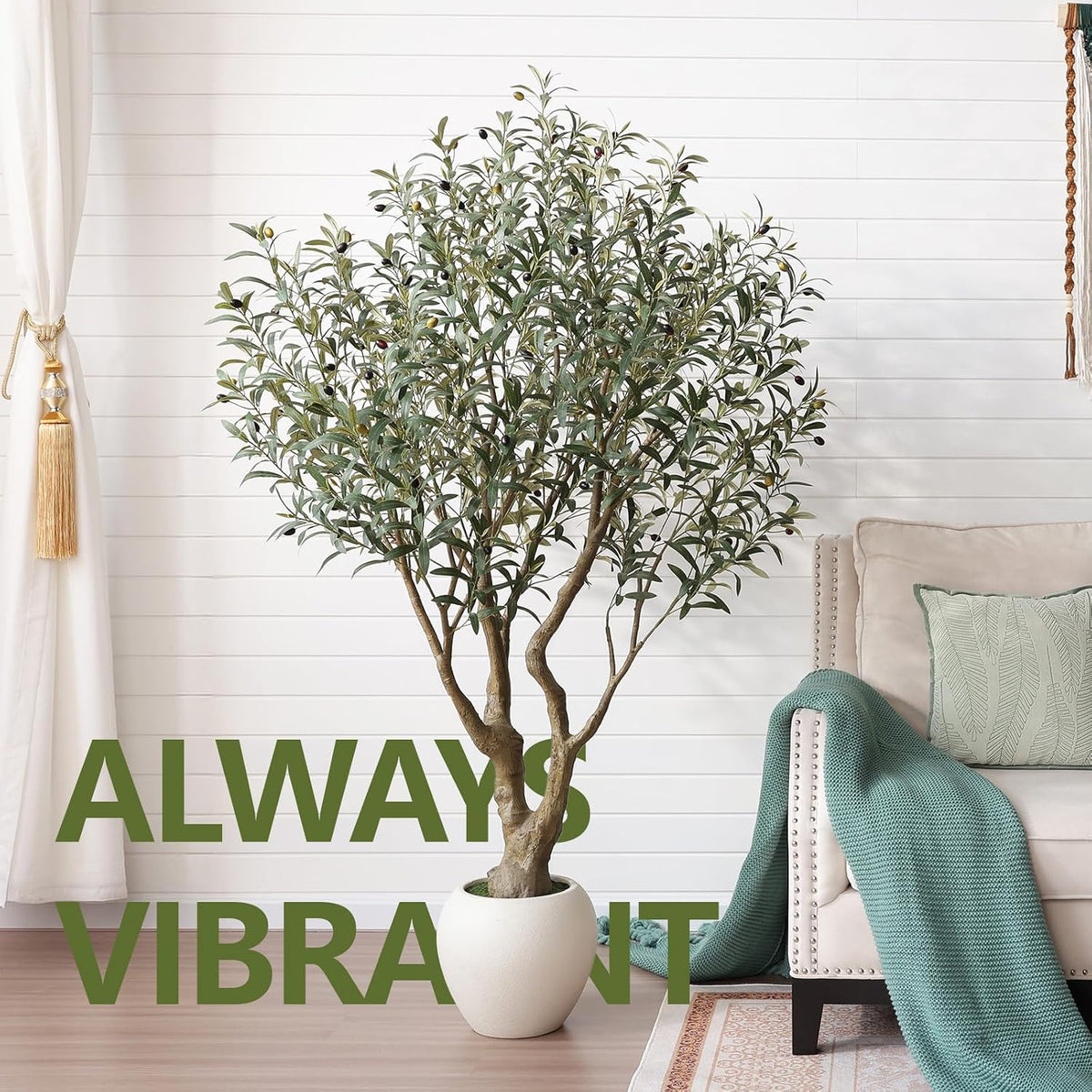 verinatural artificial olive tree 6ft faux plant home, front angle view