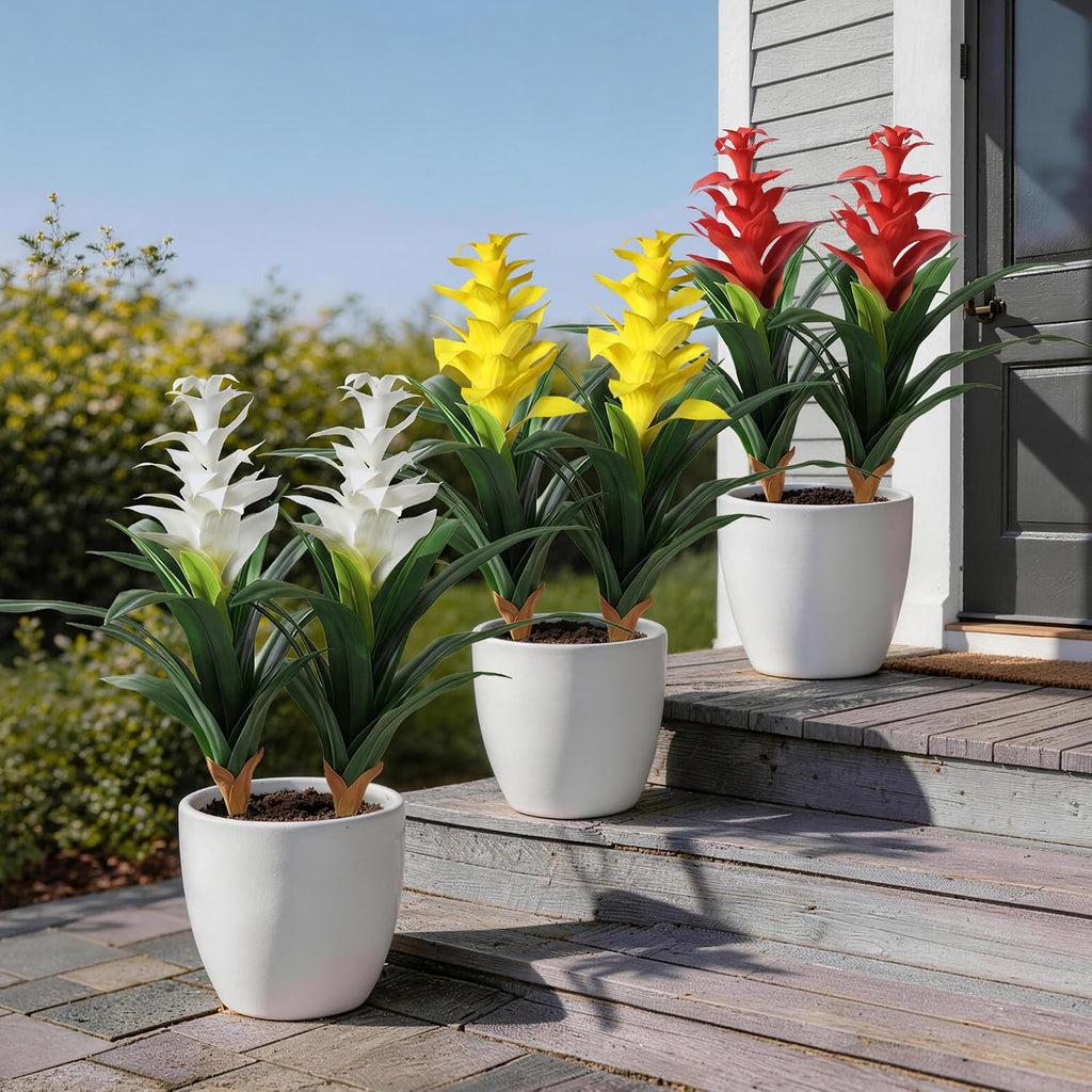 ivydale fake flowers plants for outdoors, 2 pcs, front angle view