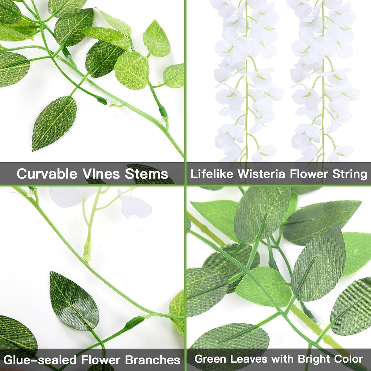 u'artlines 20pcs 7.2 ft/piece artificial wisteria garland white, package contents