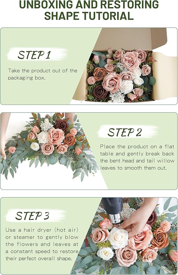 Faux Flower Swag Set of 2 for Wedding Welcome Signs Floral Swag Wedding Reception Ceremony Signs Decor (Terracotta)