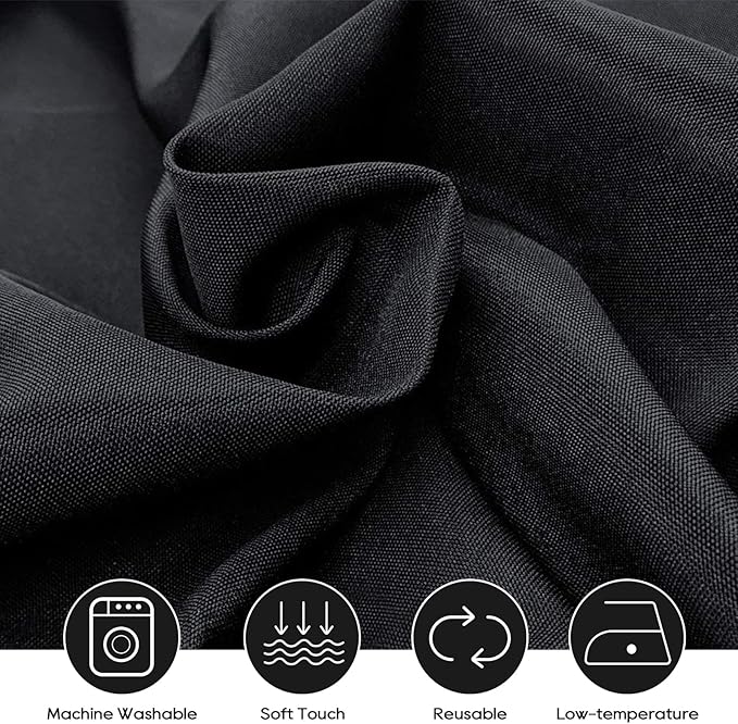 Surmente 5 Pack Black Tablecloth 90 x 132-inch Rectangular Polyester Table Cloth for Weddings, Banquets, or Restaurants
