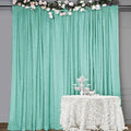 10FT x10FT Aqua Blue Metallic Sheer Spandex Backdrop, 1 Panel Glitter Sheer Photography Background, Stretchy Spandex Fabric for Wedding, Party, Baby Shower, Photo Booth Decor