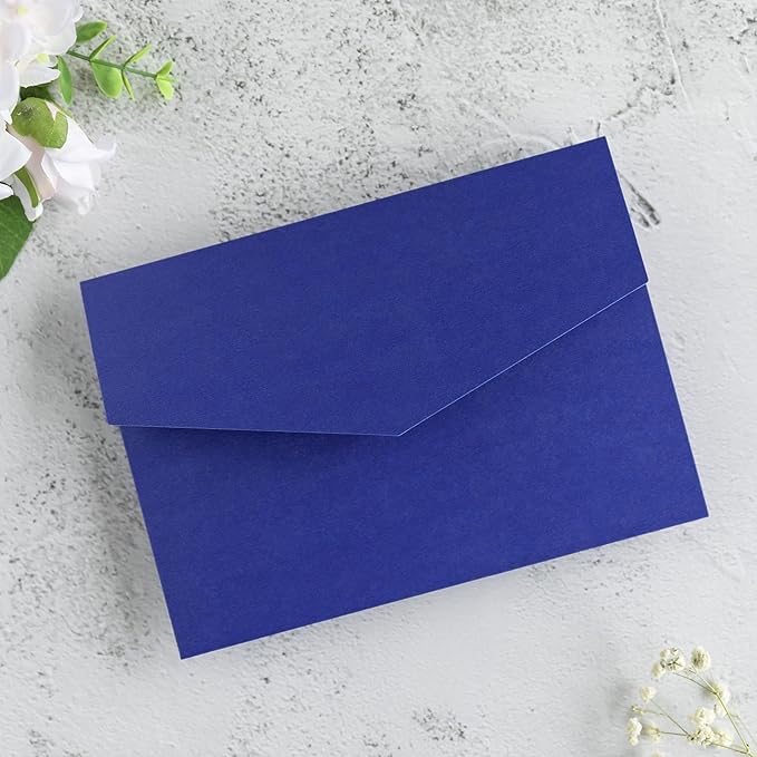 20 PCS Royal Blue Tri-fold Laser Cut Wedding Invitation Pockets for 5x7 Wedding Cards Bridal Shower Engagement Quinceanera Invitation