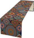 Bohemian Table Runner, Colorful Vintage Indian Mandala Floral Table Runners for Kitchen Dining Coffee Table Indoor Outdoor Party Decor, 13x90inch