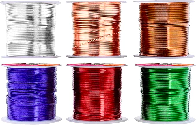 Mandala Crafts 20 Gauge Anodized Aluminum Craft Wire for Jewelry Making - 450 FT Colored Flexible Silver Copper True Blue Brown Red Kelly Green Wire - Bendable for Bonsai Armature Crafting Sculpting