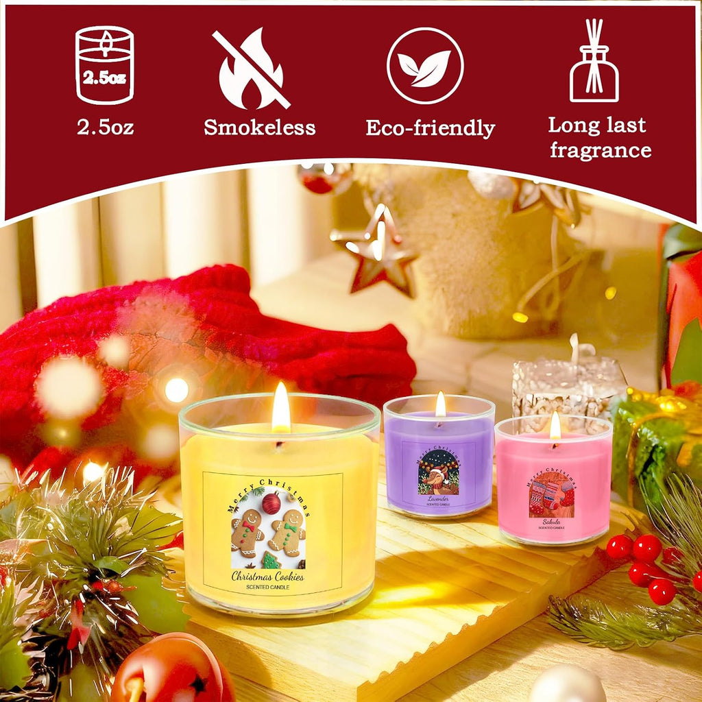 Christmas Candles for Women 12 Pack Candles for Home Scented Winter Holiday 240Hours Small Natural Soy Wax Candle Bulk Mini Candle Gift Set for Men Women Holiday Christmas New Year Winter Décor