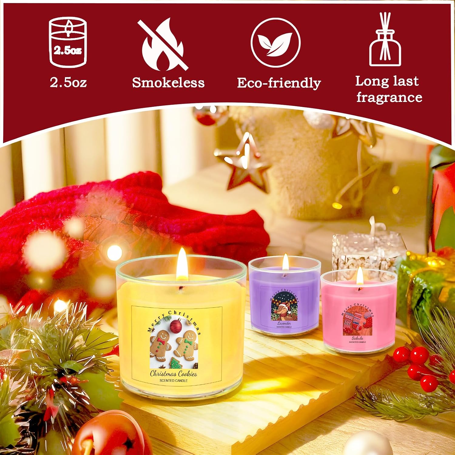Christmas Candles for Women 12 Pack Candles for Home Scented Winter Holiday 240Hours Small Natural Soy Wax Candle Bulk Mini Candle Gift Set for Men Women Holiday Christmas New Year Winter Décor