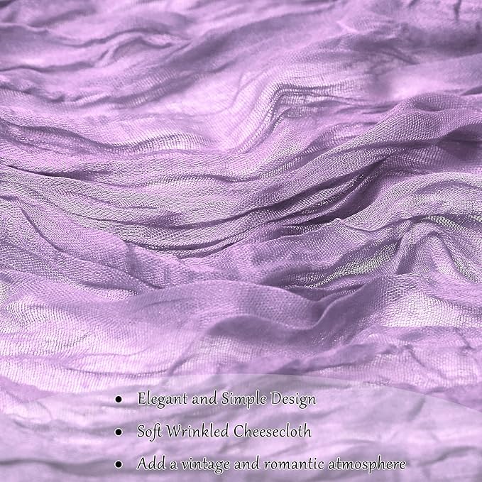 10-Pack Lilac Cheesecloth Table Runners – 10FT (35x120 Inch) Boho Rustic Gauze Fabric Cheese Cloth Table Runner for Weddings, Baby Showers, Bridal Shower, Farmhouse & Birthday Party Decor