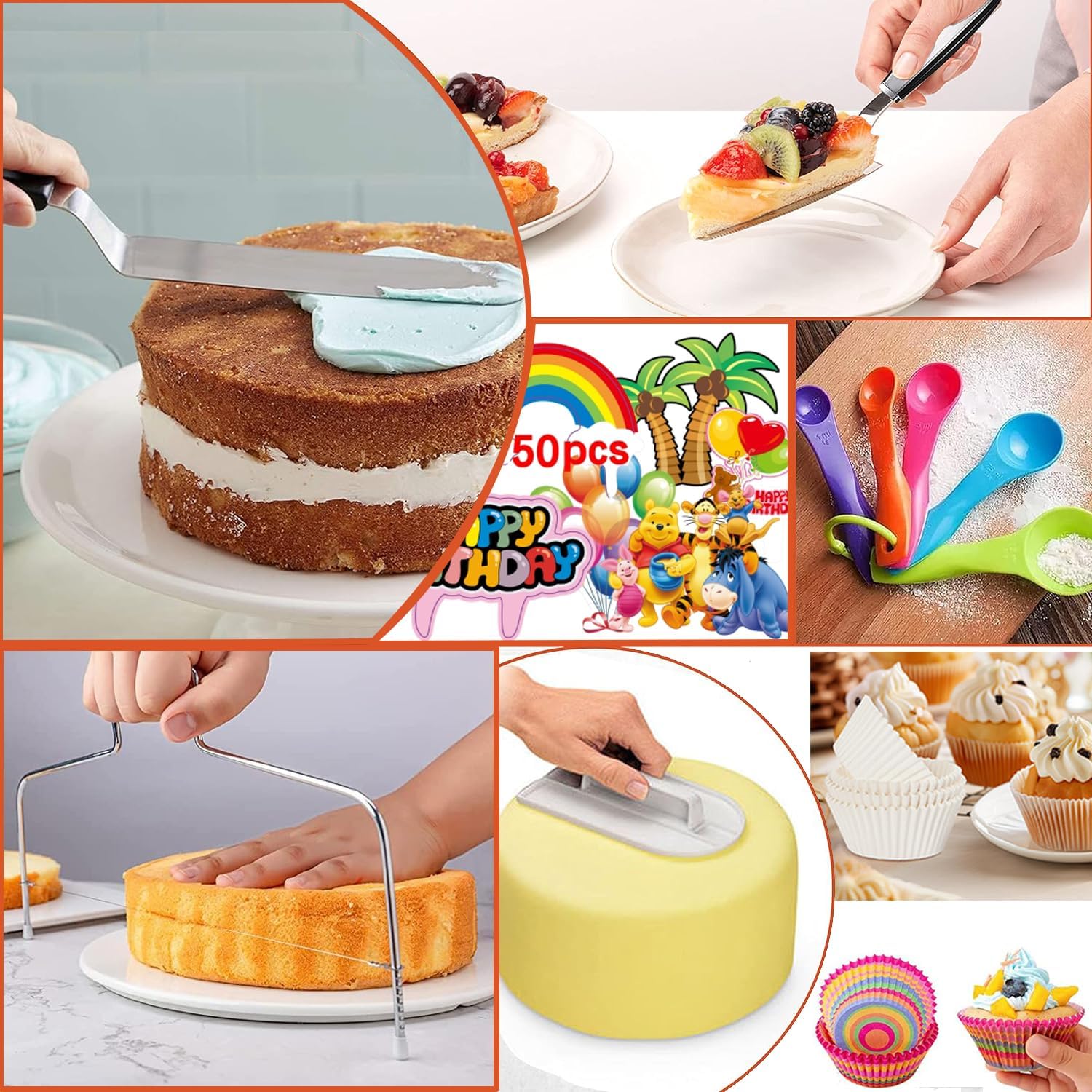 540PCS Cake Decorating Kit - Baking Supplies with 4 Springform Pans, Rotating Turntable, Decorating Tools, Cake Baking Supplies Set for Beginners