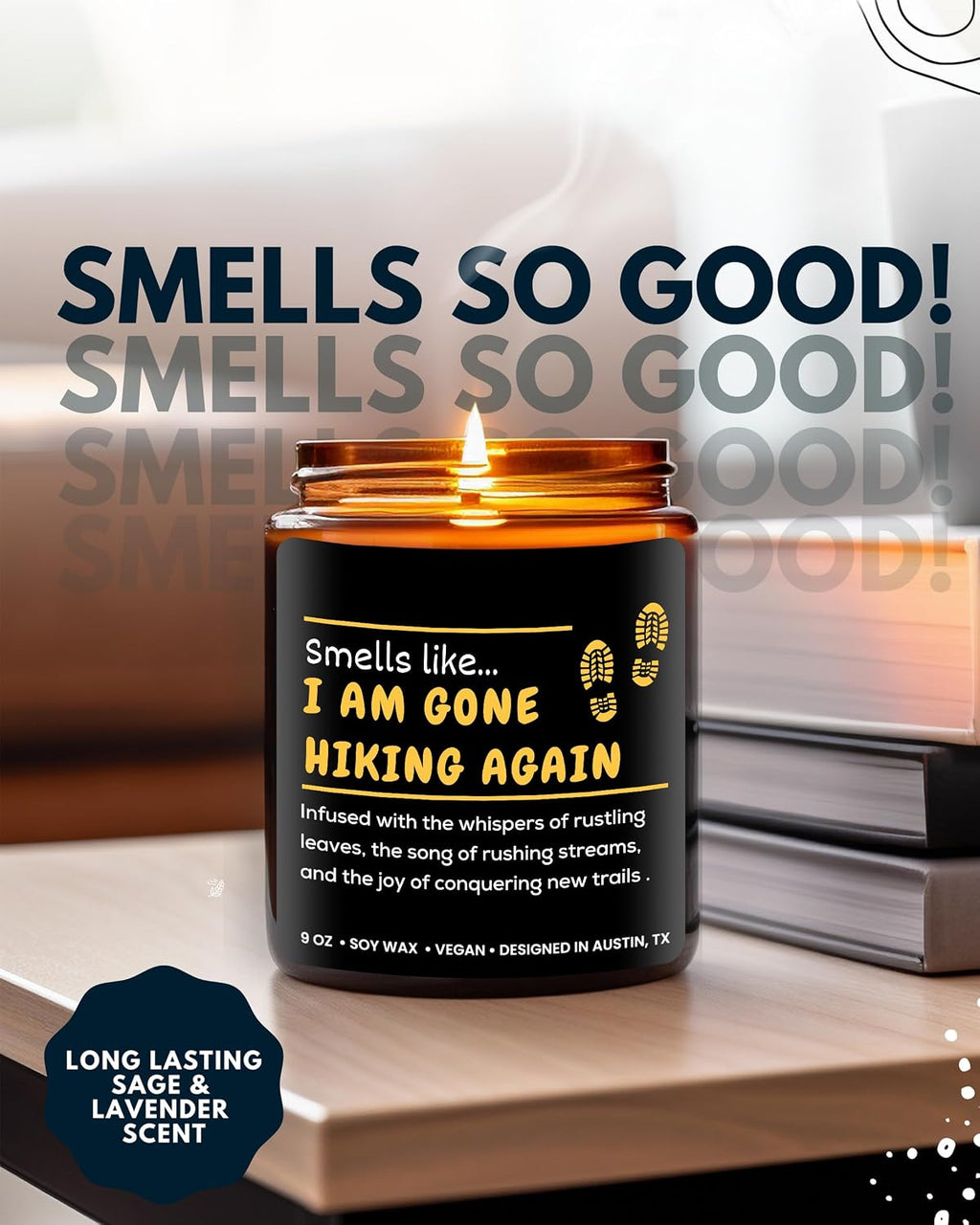 Hiking Candle, Best Hiking Candle for Men & Women, Unique Hiker Gift for Him or Her, Cool Present for Hikers, Nature Lover Presents, Ideal Birthday Present, Christmas, and Gift-Ready