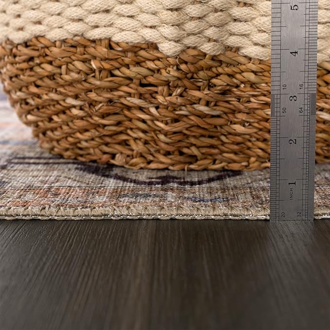 Bloom Rugs Washable 8' x 10' Rug - Orange/Blue/Beige Traditional Area Rug for Living Room, Bedroom, Dining Room, and Kitchen - Exact Size: 8' x 10'