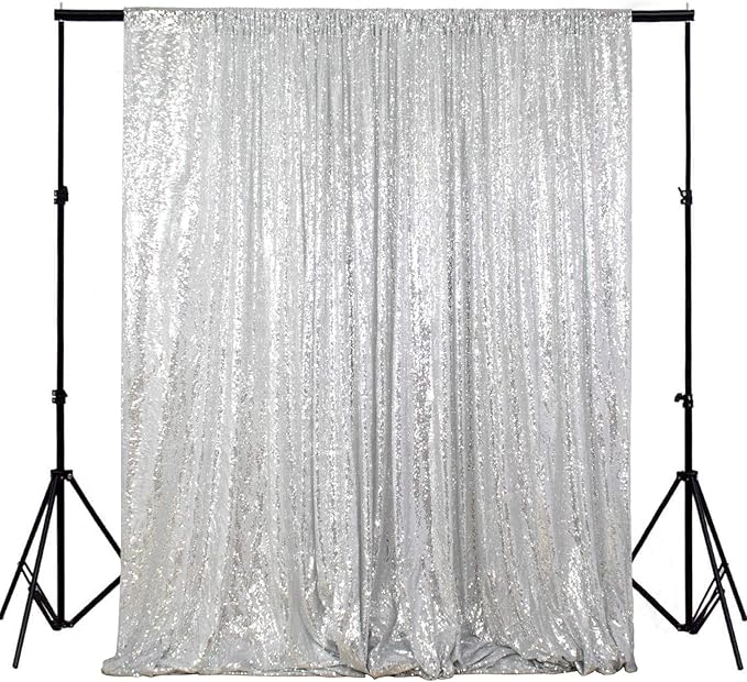ShinyBeauty Photobooth Background Choice-4FTx7FT-Silver-Sequin backdrops, Sequin Fabric,Wedding backdrops,Rust Backdrop,Sequin Curtains,Photography Backdrop (Buy it Now) (4FTx7FT, Silver)