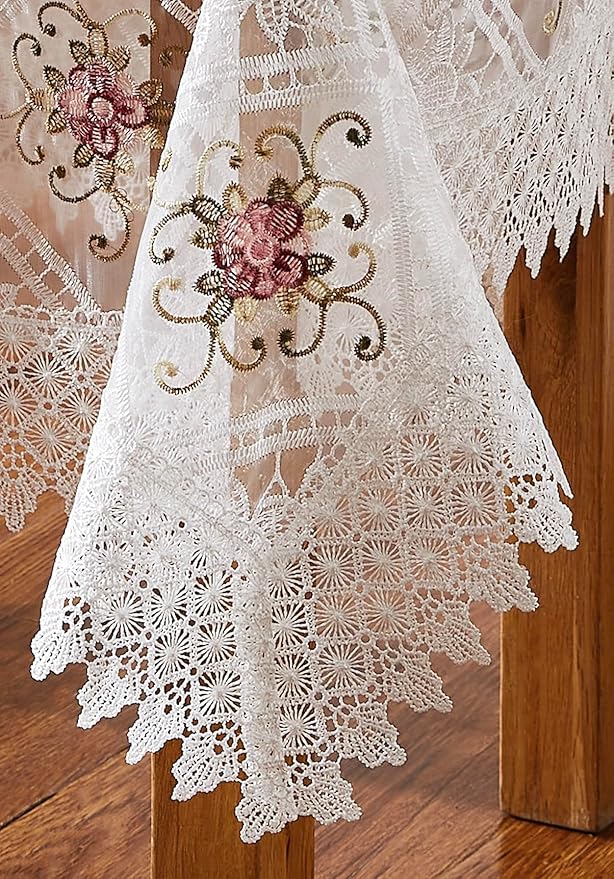 Warm Home Designs 60 x 84 Rectange Tablecloth. Use White Macrame Tablecloth as Embroidered Tablecloth, Dining Table Cover or Holiday Tablecloth. Vintage Tablecloth for Vintage Kitchen. VTC White 84